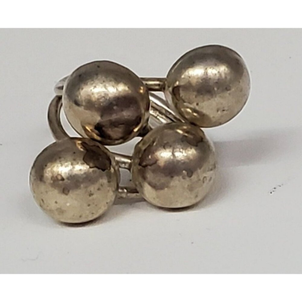 Vintage Ring Sterling Silver Quadruple Ball Size 5.5 For Women